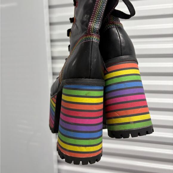 DOLLS KILL CLUB EXX sissy that walk platform rainbow boot 8 festival goth grunge - Picture 2 of 5